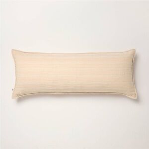 HEARTH & HAND NWT tonal stripe oblong throw pillow -tan -14x36
